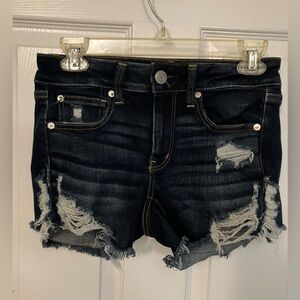 American Eagle Outfitters Blue Distressed Jean Shorts